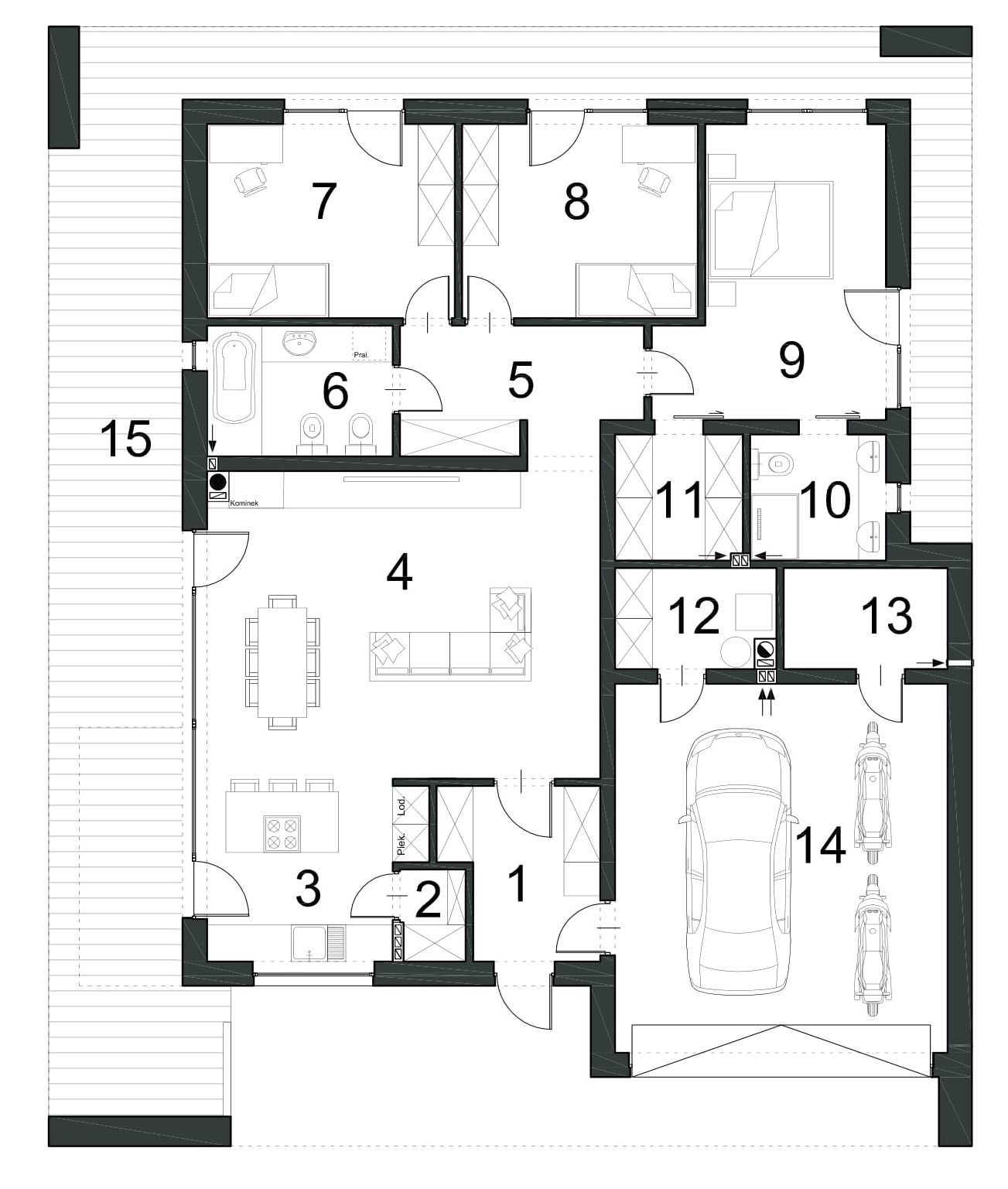 Projekt domu OTWARTY D42 WARIANT III