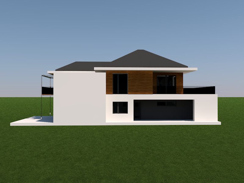 Wizualizacja - Dynamiczny D22 z okapem i dachem spadowym.