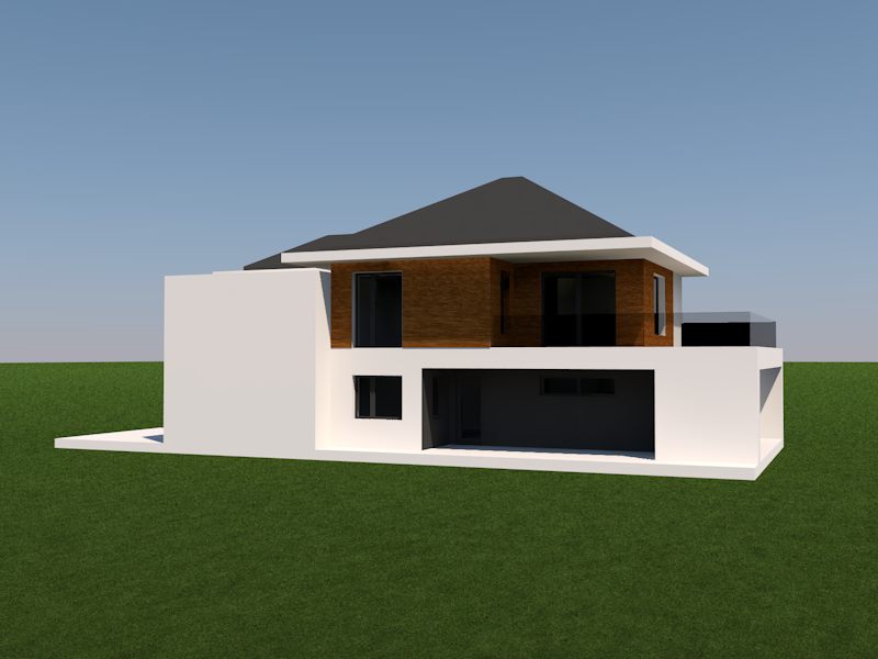 Wizualizacja - Dynamiczny D22 z okapem i dachem spadowym.
