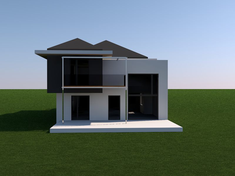 Wizualizacja - Dynamiczny D22 z okapem i dachem spadowym.